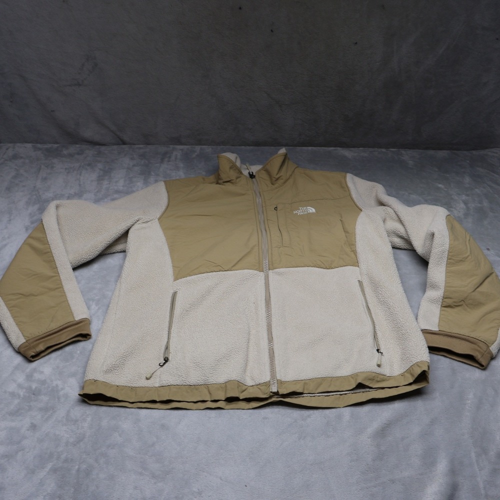 North Face Jacket Womens Large Beige Denali Fleece Full Zip Rain Outdoor Hiking